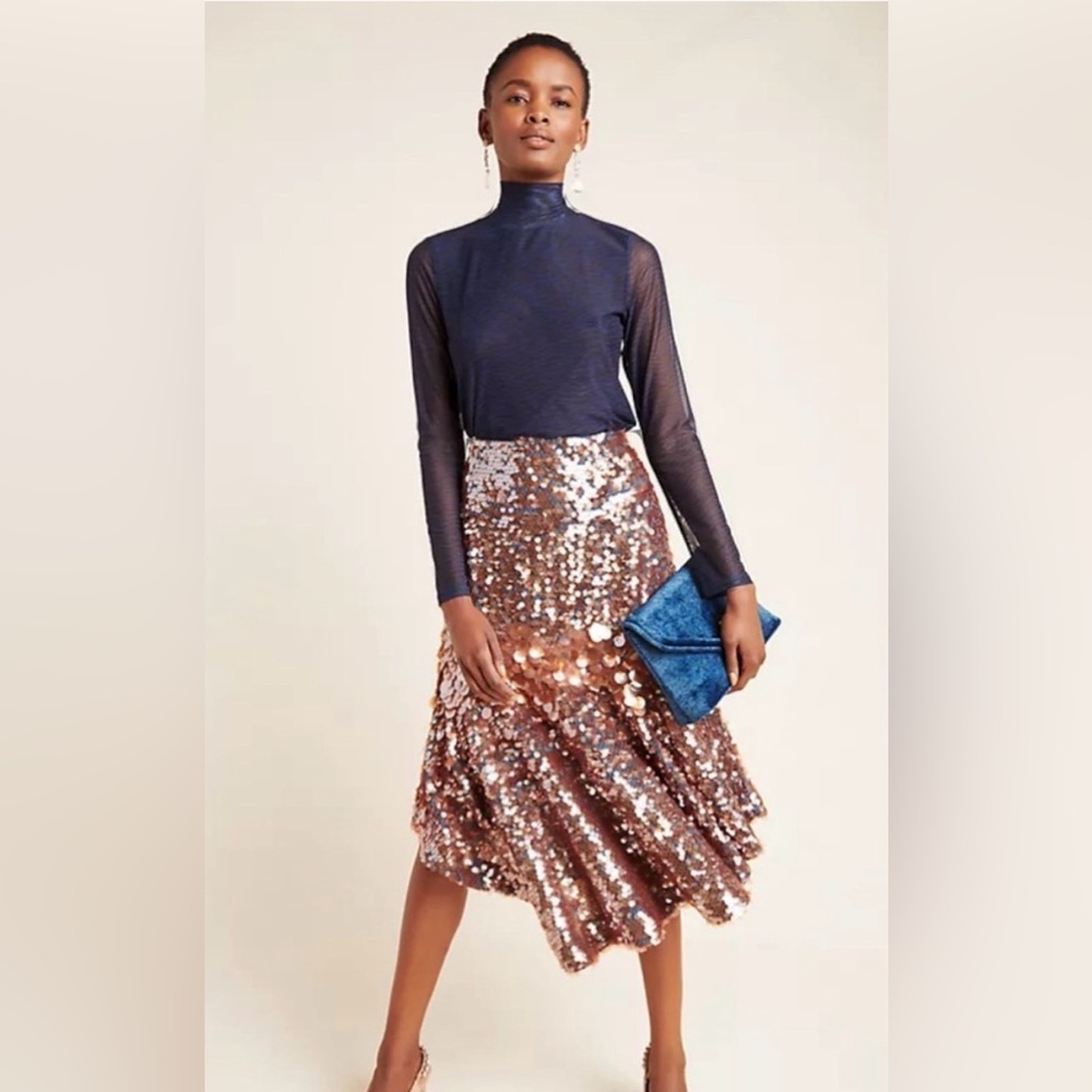 Anthropologie sequin midi skirt